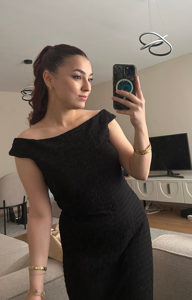 Mango Siyah Midi Elbise - Görsel 2