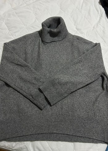 H&M Gri Boğazlı Oversize Kadın Kazak - Görsel 2