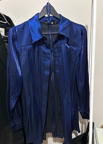 Parlak Mavi Kadın TunikGömlek - Görsel 3