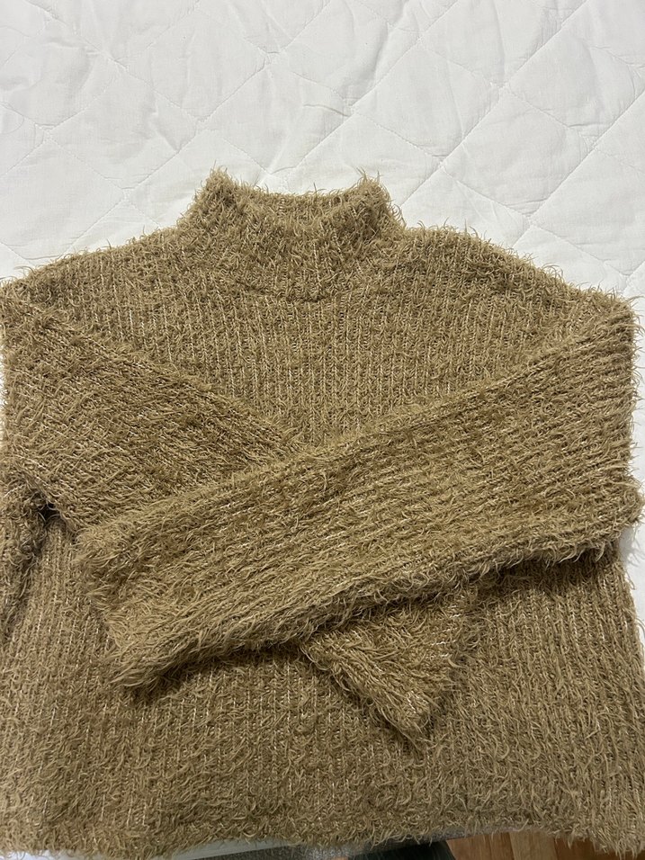 Stradivarius Kahverengi Boğazlı Örgü Kadın Kazak - Görsel 3