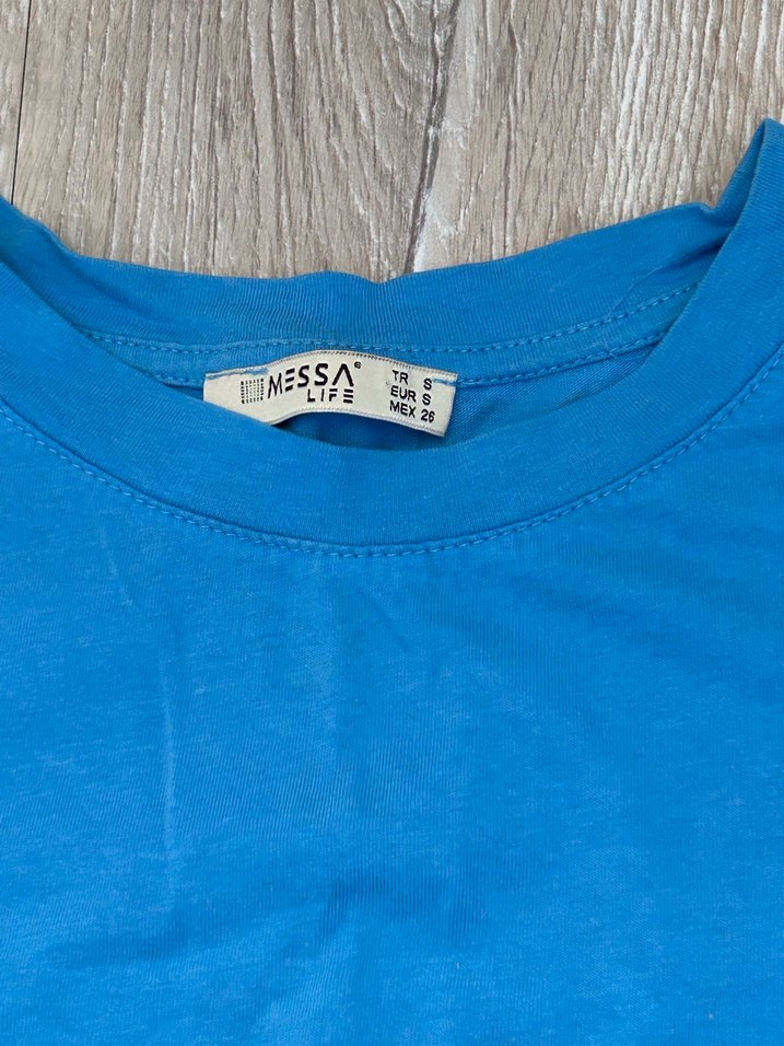 Mavi Baskılı Kadın Kısa Kollu Tişört - Görsel 2