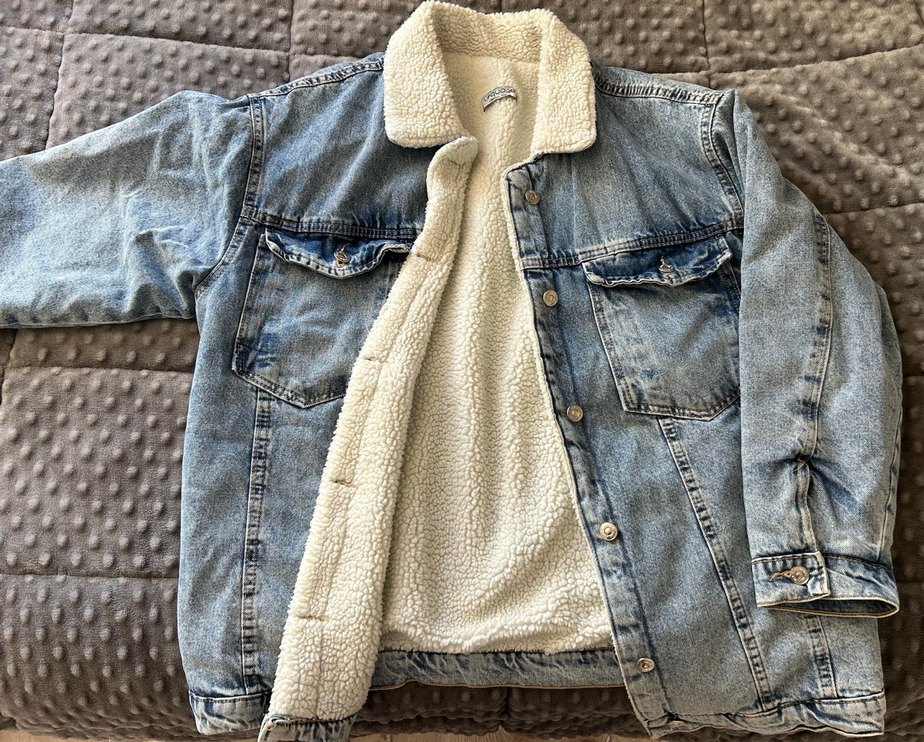 Kot Kadın Denim Ceket, Kürklü, Salaş Kesim - Görsel 2