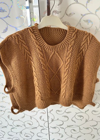 Kahverengi Örgü Kadın Süveter - Görsel 2