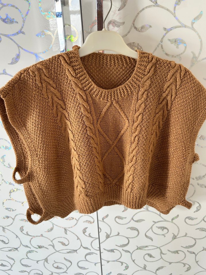 Kahverengi Örgü Kadın Süveter - Görsel 2