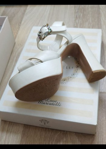 Beyaz Platform Topuklu Kadın Abiye Ayakkabı - Görsel 2