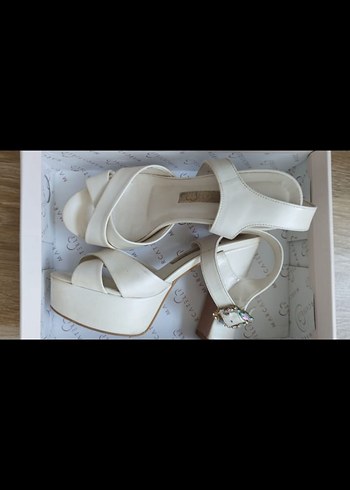 Beyaz Platform Topuklu Kadın Abiye Ayakkabı - Görsel 3