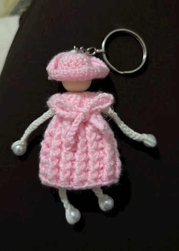 Pembe Örgü Anahtarlık - Görsel 2