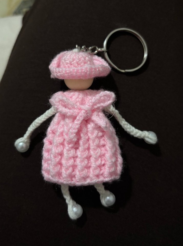 Pembe Örgü Anahtarlık - Görsel 2