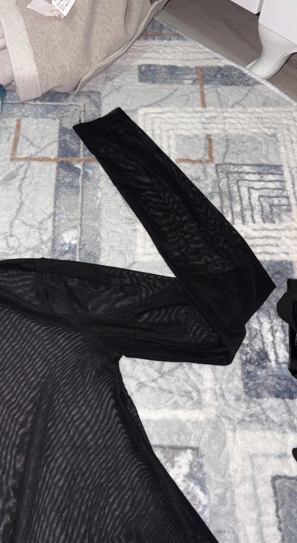 Siyah Transparan Boğazlı Kadın Bluz - Görsel 2