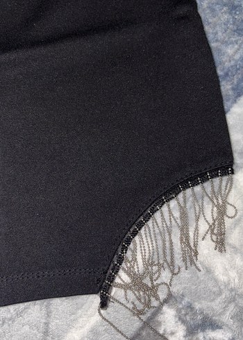 Siyah Mini Etek Zincir Detaylı - Görsel 2