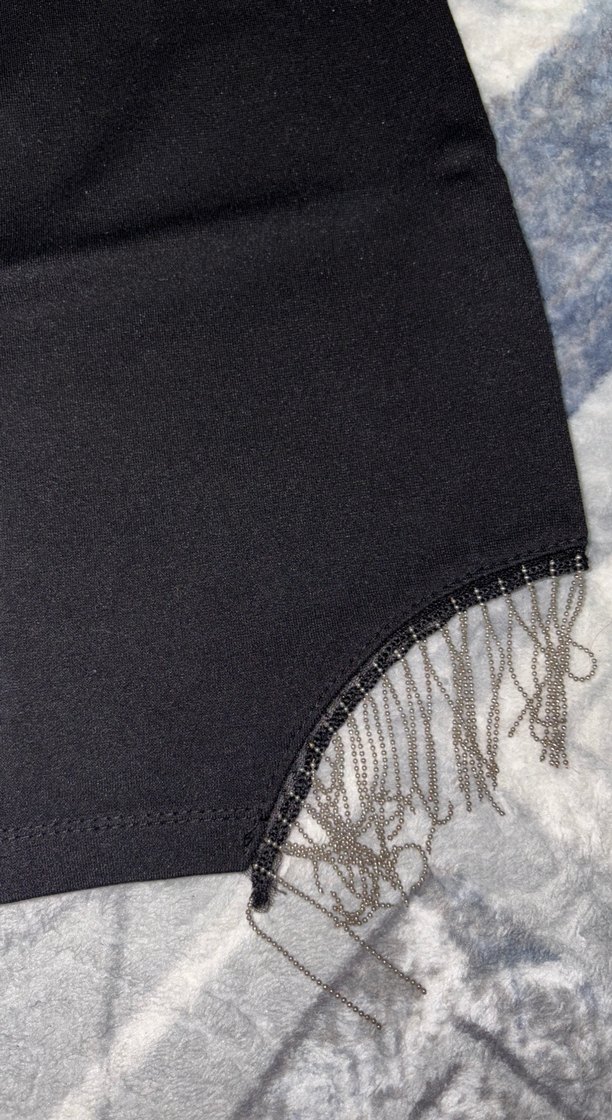 Siyah Mini Etek Zincir Detaylı - Görsel 2