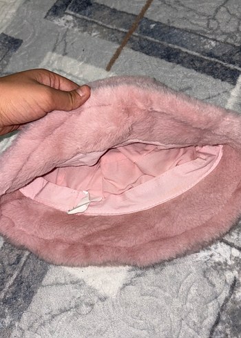 Pembe Peluş Kadın Şapka - Görsel 2