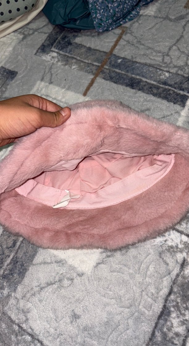 Pembe Peluş Kadın Şapka - Görsel 2