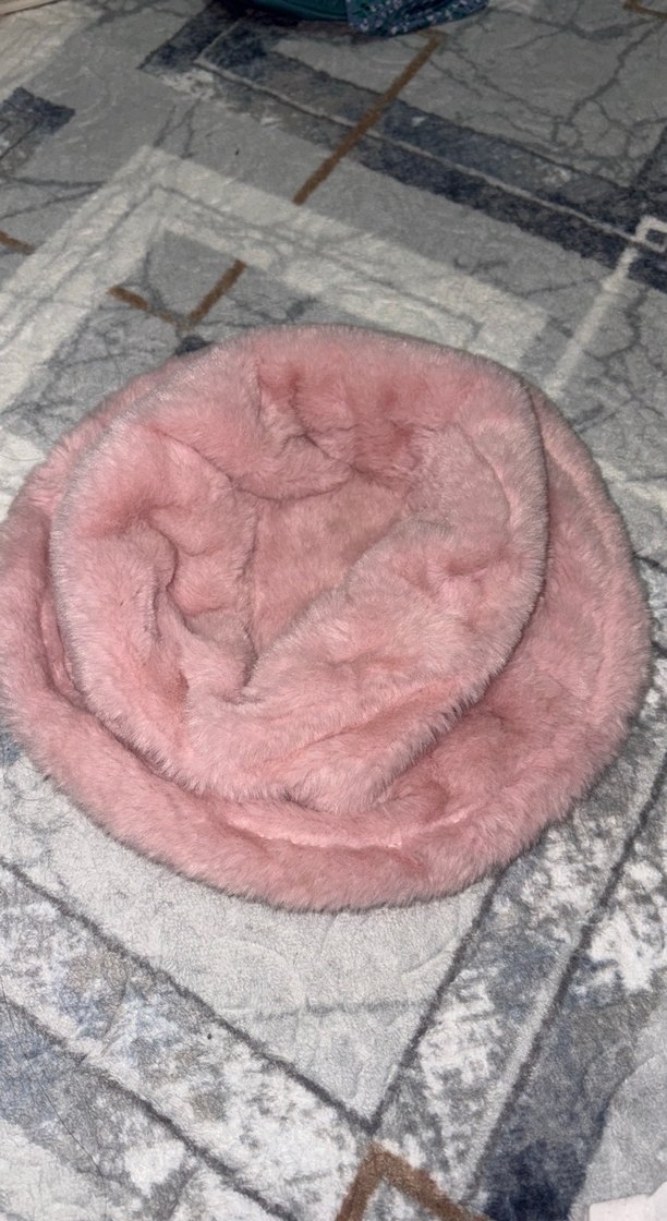 Pembe Peluş Kadın Şapka - Görsel 4