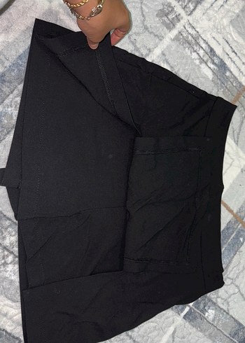 Kadın Siyah Pilili şortlu Midi Etek - Görsel 2