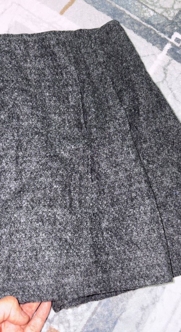 Gri Pliseli şortlu Midi kalın Etek kemer takılabilir - Görsel 3