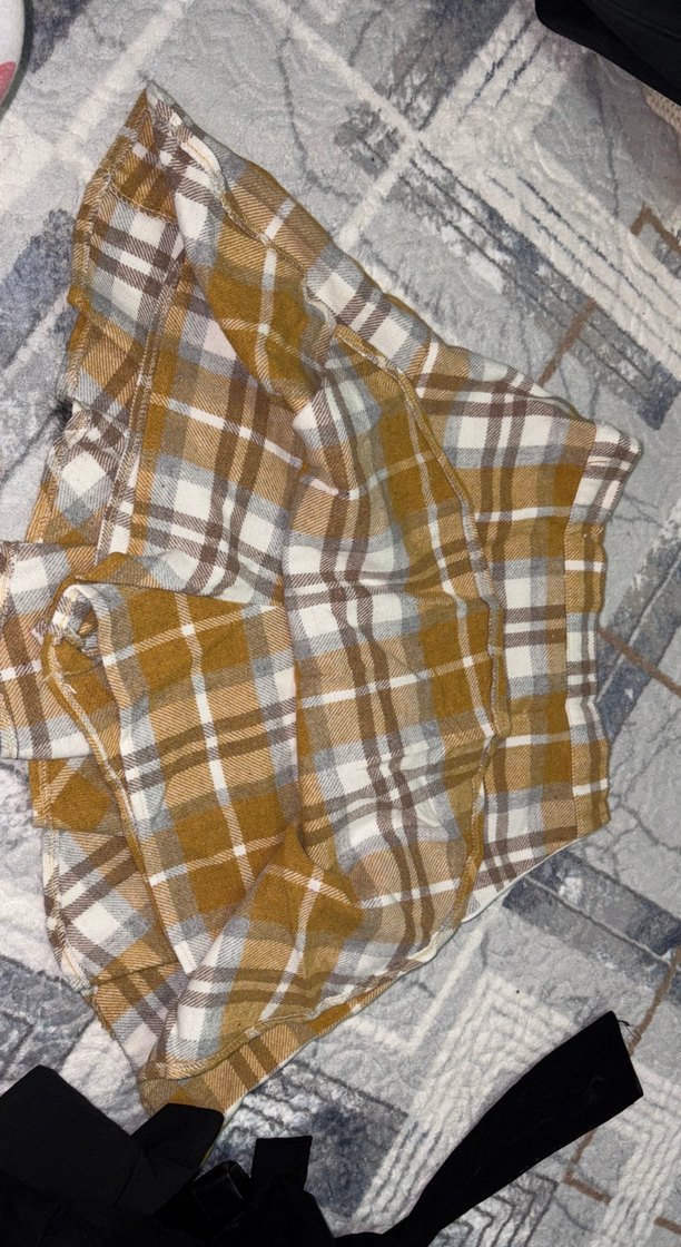 Ekoseli Kahverengi Pilili Midi Etek - Görsel 2