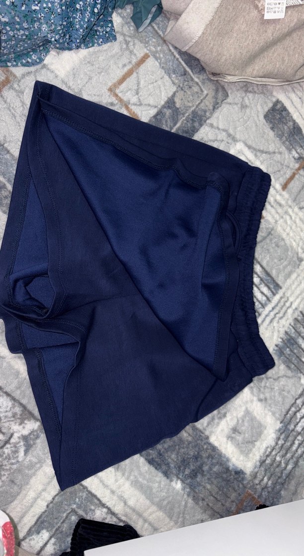 Kadın Mavi Mini Şort Rahat Kesim - Görsel 2