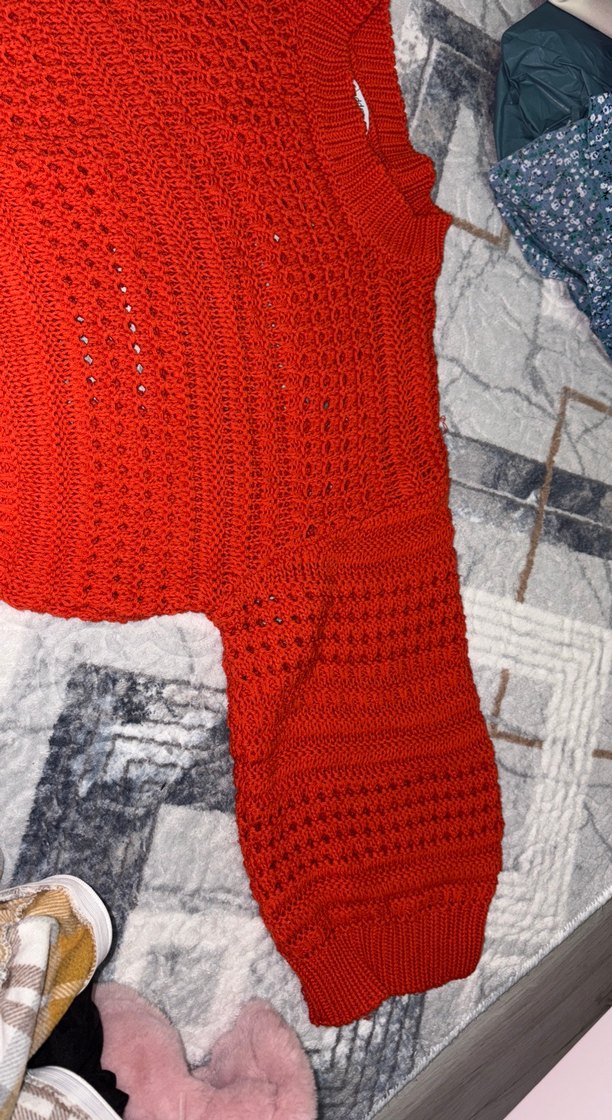 Kırmızı Kadın Triko Kazak - Görsel 2