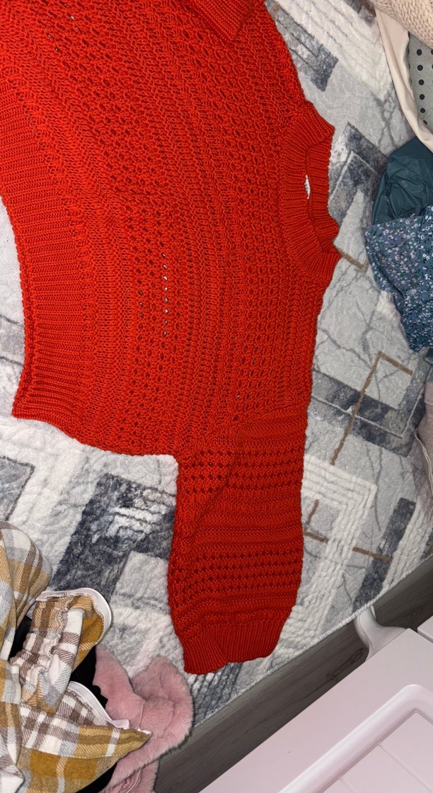 Kırmızı Kadın Triko Kazak - Görsel 3