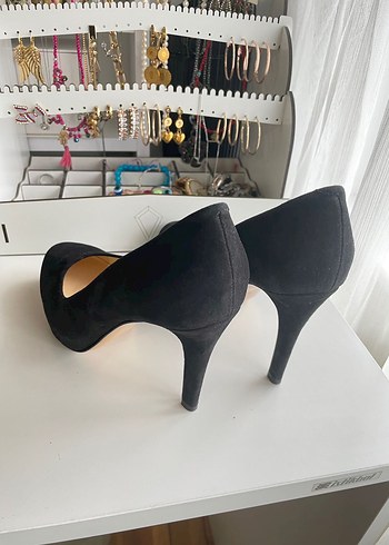 36 Beden Siyah Süet Stiletto Topuklu Kadın Ayakkabı 36 numara