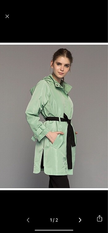 Stradivarius TWİST KEMERLİ YEŞİL YAĞMURLUK TRENÇKOT
