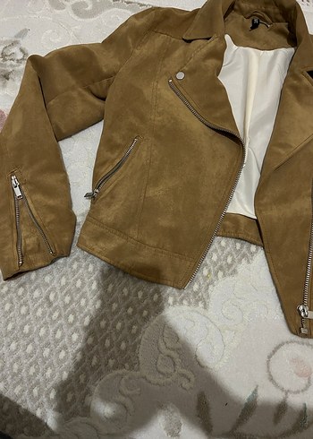 Deri Görünümlü Kahverengi Kadın Ceket - Görsel 2