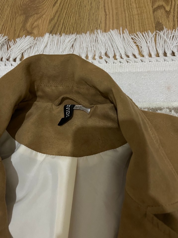 Deri Görünümlü Kahverengi Kadın Ceket - Görsel 4