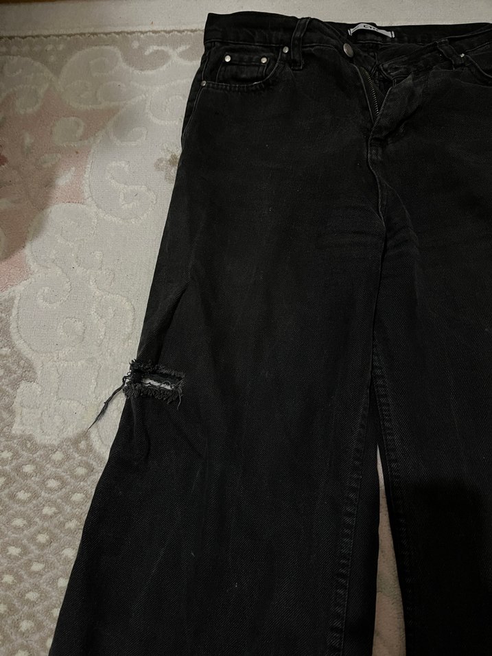 Kadın Siyah Bol Kesim Uzun Pantolon - Görsel 2