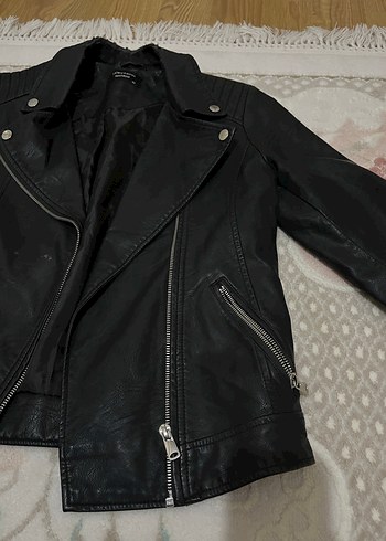 Kadın Siyah Deri Ceket - Görsel 3