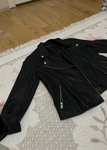 Kadın Siyah Deri Ceket - Görsel 2