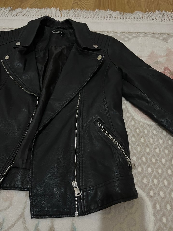 Kadın Siyah Deri Ceket - Görsel 3