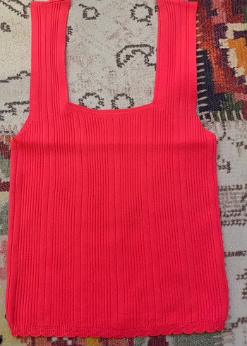 Kırmızı Örgü  Kadın Atlet - Görsel 2