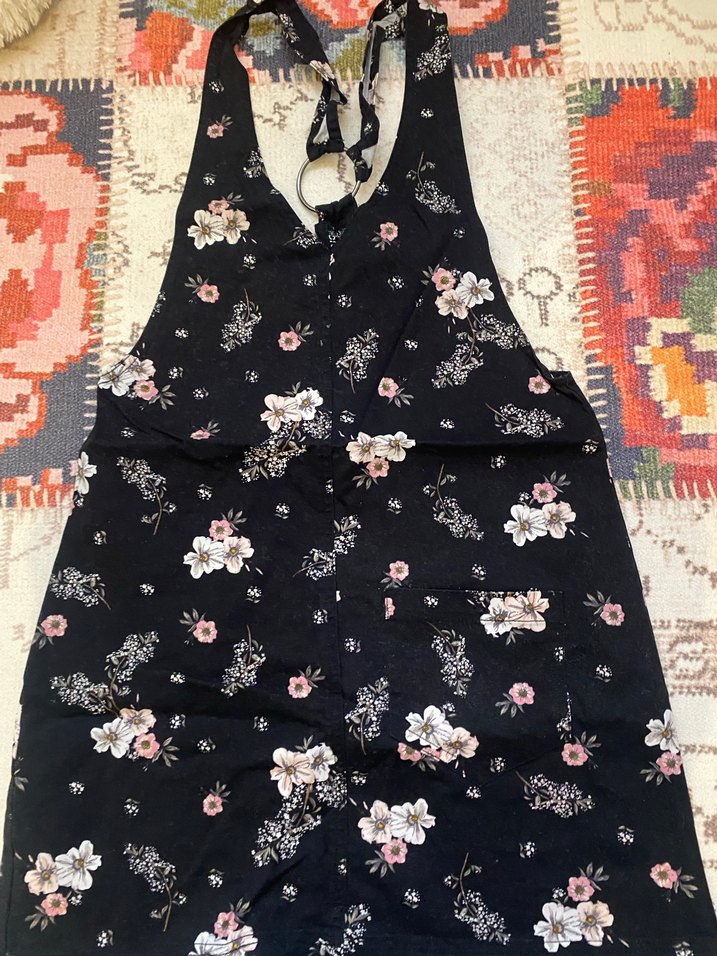 Siyah Çiçek Desenli  elbise - Görsel 2