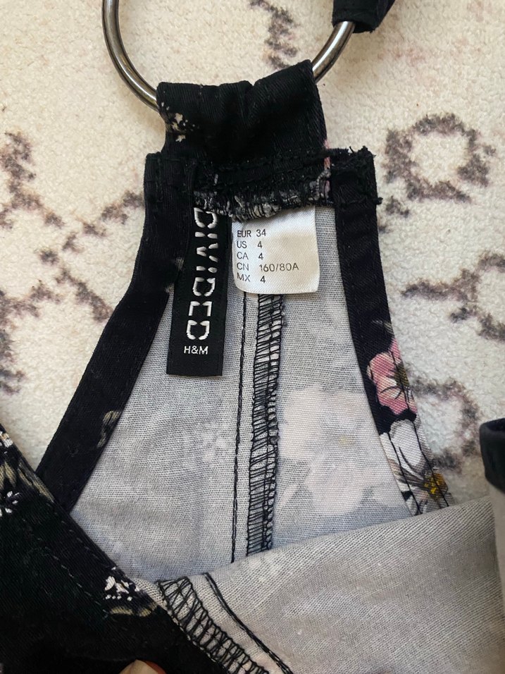 Siyah Çiçek Desenli  elbise - Görsel 3