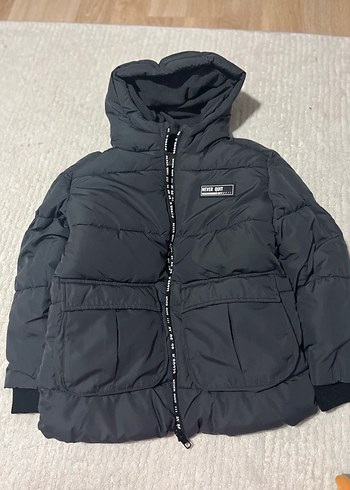 Kapüşonlu Erkek Çocuk Gri Street Wear Mont - Görsel 6