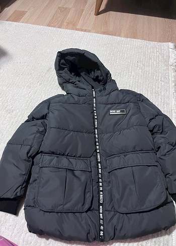 Kapüşonlu Erkek Çocuk Gri Street Wear Mont - Görsel 2