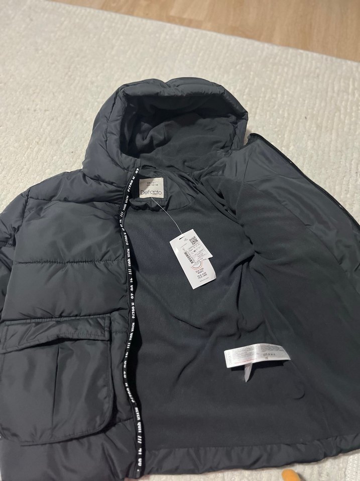 Kapüşonlu Erkek Çocuk Gri Street Wear Mont - Görsel 4