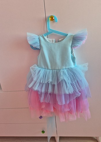 Çok Renkli Pastel Kız Elbisesi