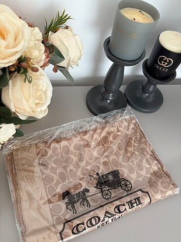 Taba renk coach marka şal - Görsel 3