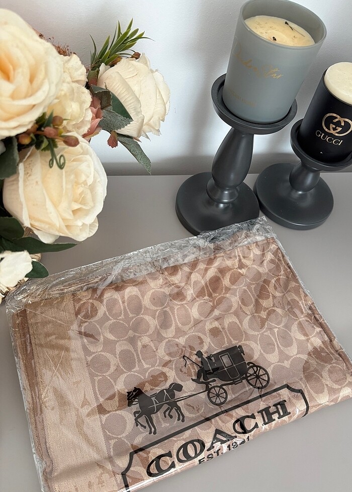 Taba renk coach marka şal - Görsel 3