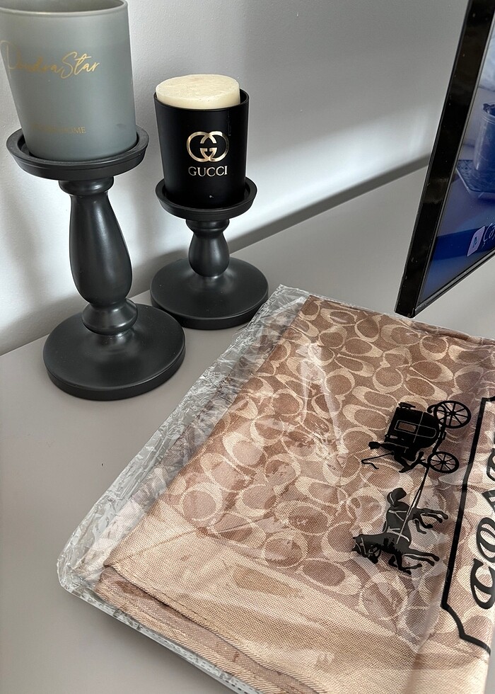 Taba renk coach marka şal - Görsel 4