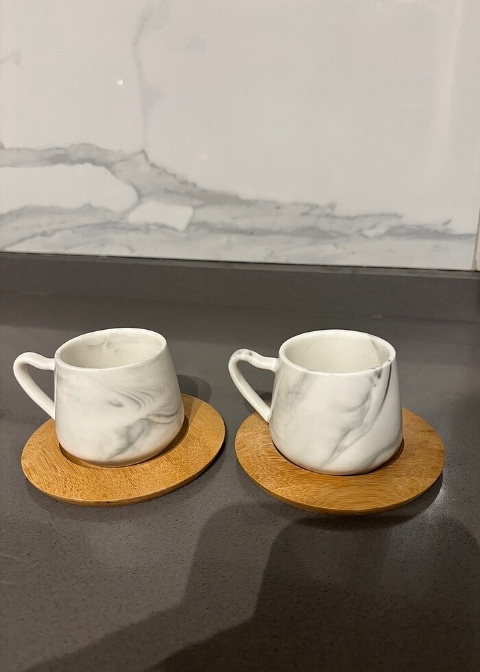 6 lı Mermer desen kahve fincanı - Görsel 2