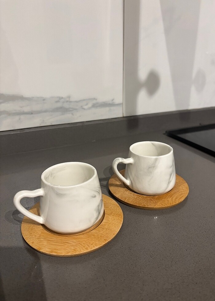 6 lı Mermer desen kahve fincanı - Görsel 3