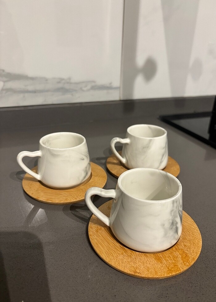 6 lı Mermer desen kahve fincanı - Görsel 4