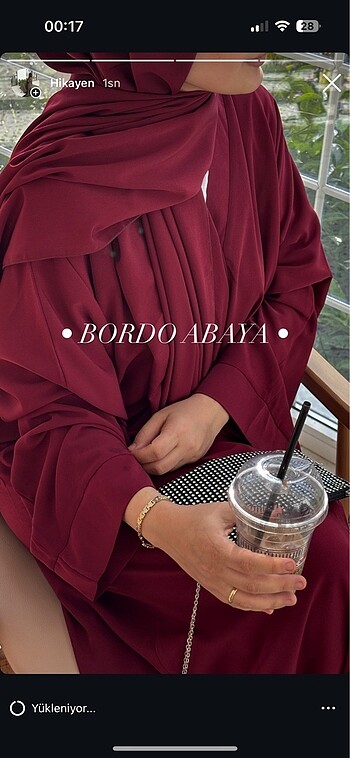 Bordo renk düz kesim abaya