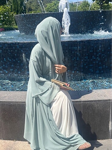 Mint Yeşili Abaya ve Şal - Görsel 5