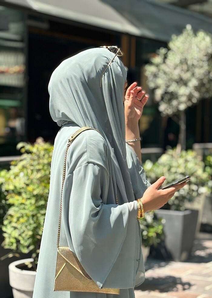 Mint Yeşili Abaya ve Şal - Görsel 3