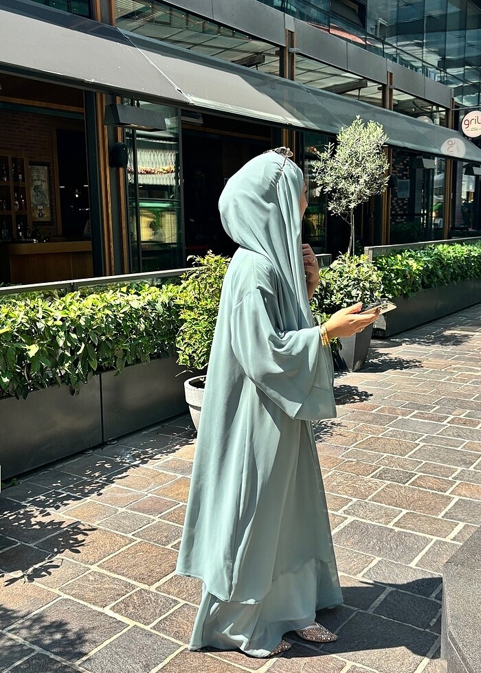 Mint Yeşili Abaya ve Şal - Görsel 2