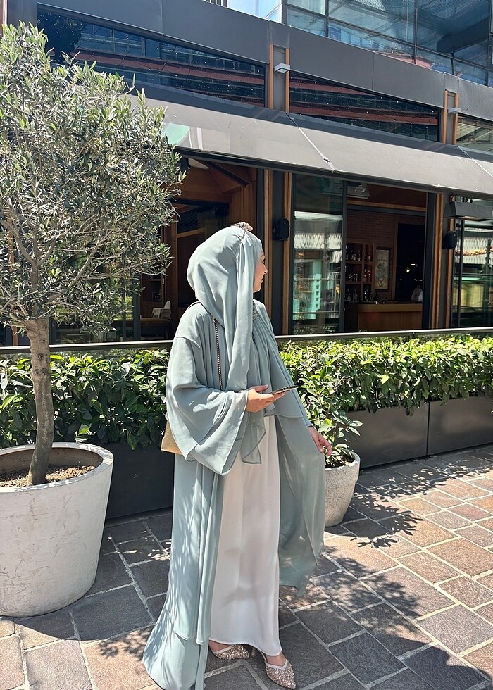 Mint Yeşili Abaya ve Şal - Görsel 4